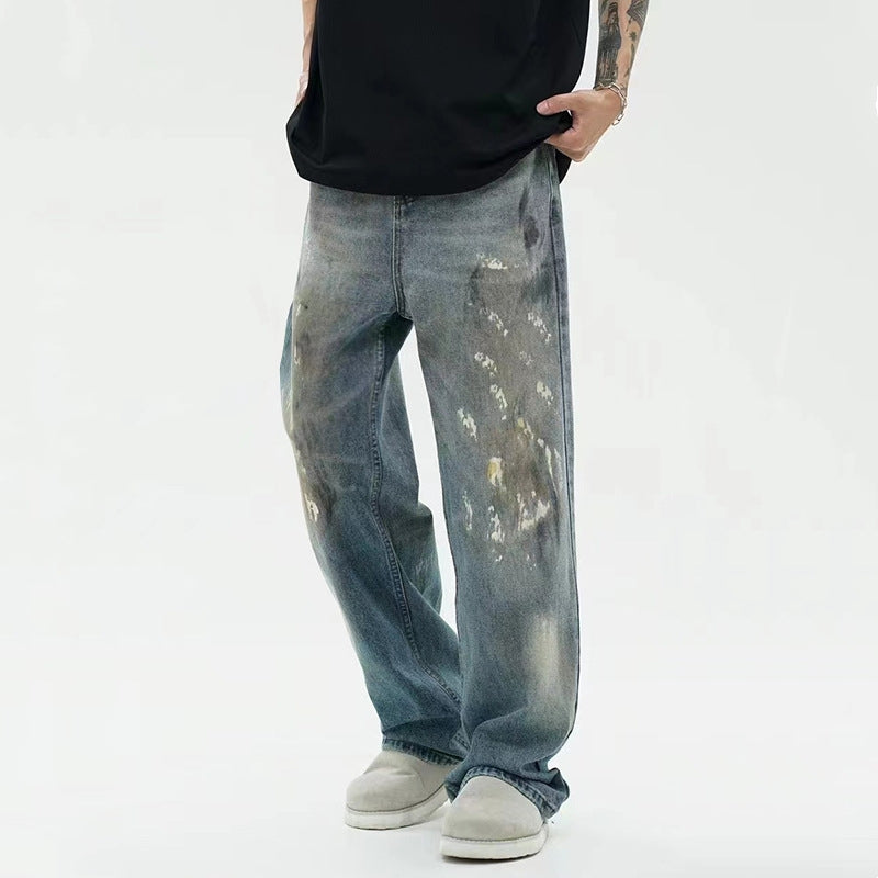 Loose Paint Splashed Jeans