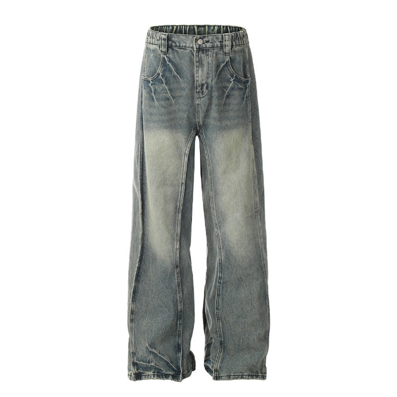 Draping Effect Wide-leg Jeans