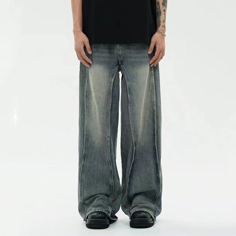 Draping Effect Wide-leg Jeans