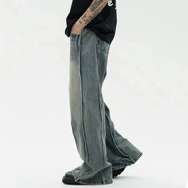 Draping Effect Wide-leg Jeans