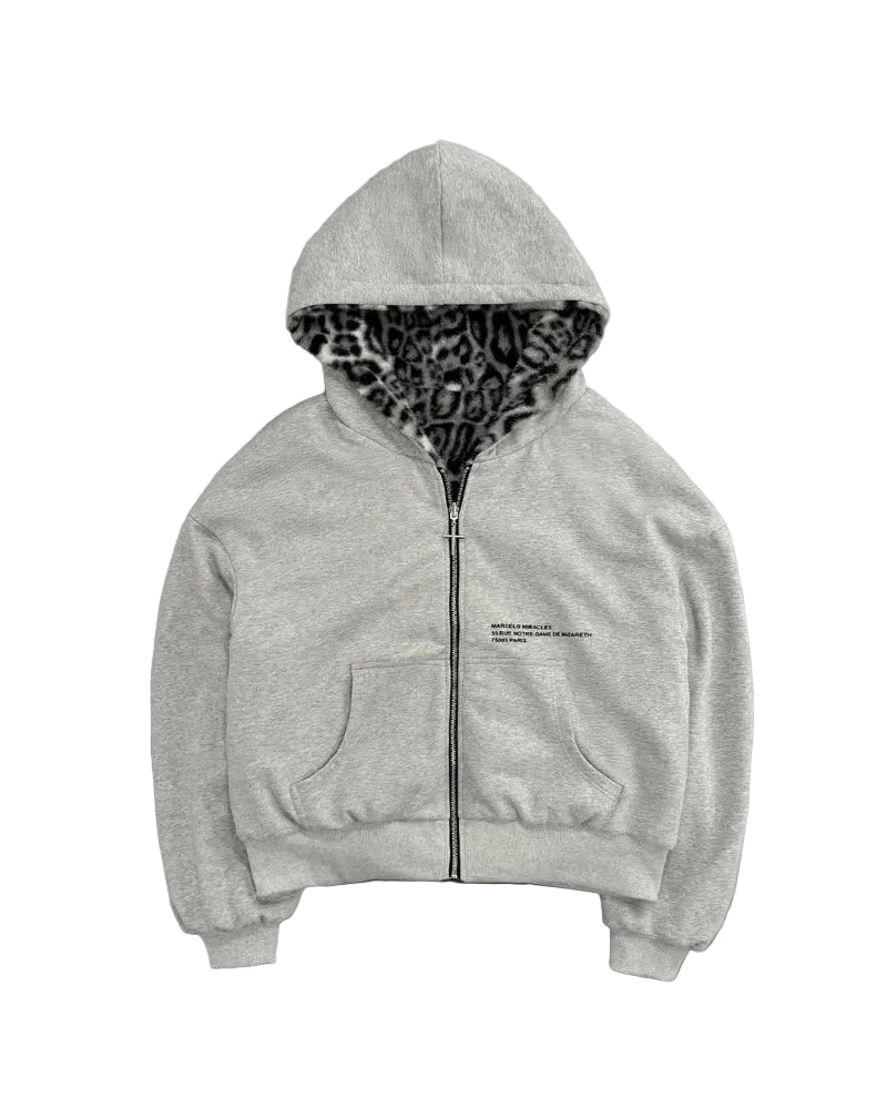 Retro Leopard Zip Hoodie