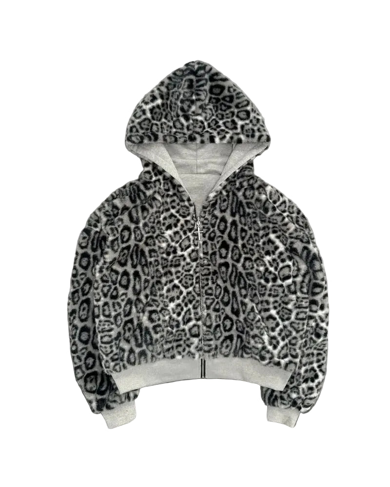 Retro Leopard Zip Hoodie