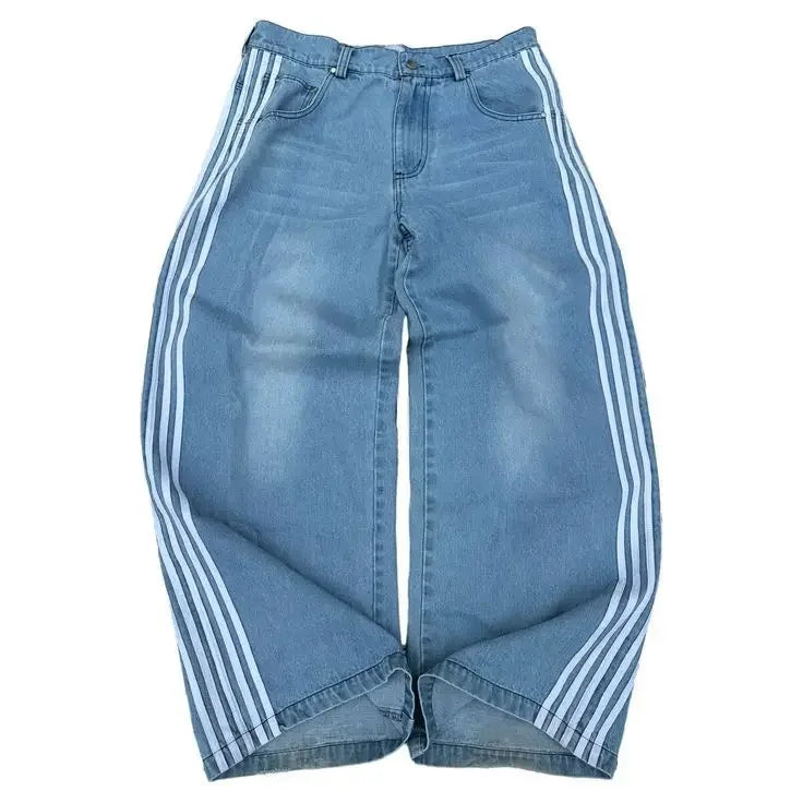 Y2K Striped Baggy Jeans