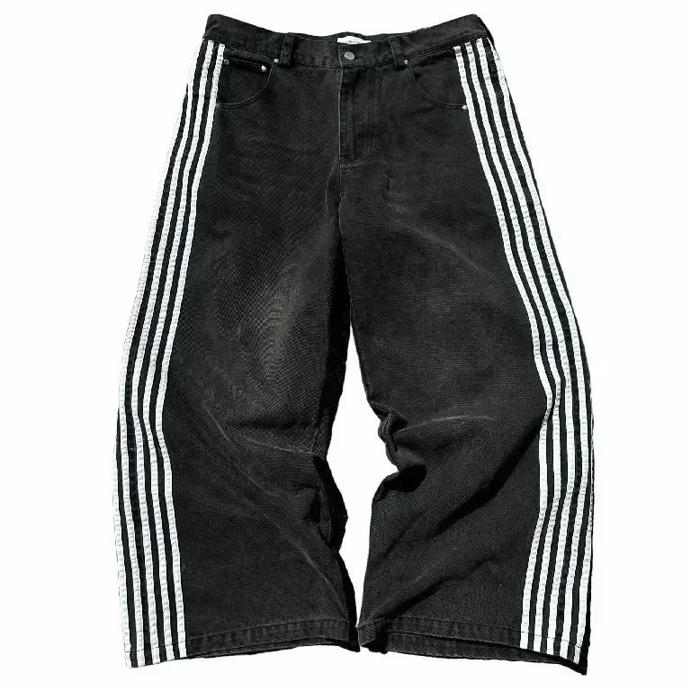 Y2K Striped Baggy Jeans