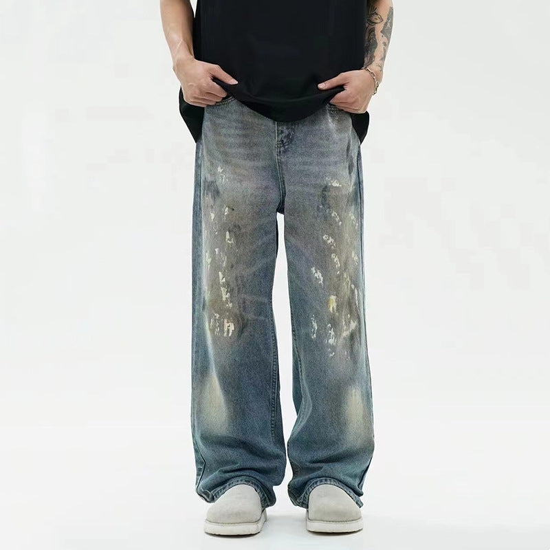 Loose Paint Splashed Jeans