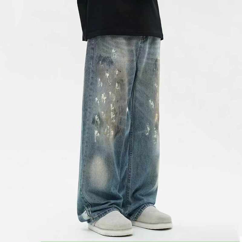 Loose Paint Splashed Jeans