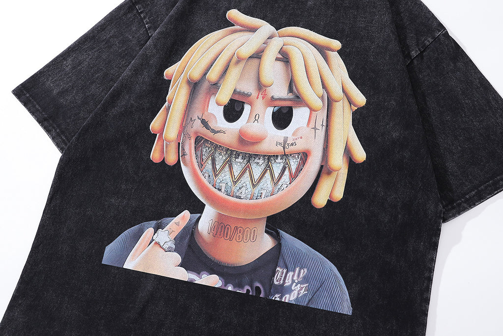 Retro Cartoon Printed T-shirt